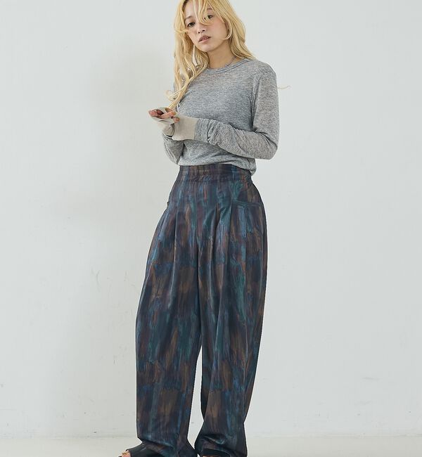 NOMINE「水彩アート ニュアンス柄 タックパンツ【予約】」|その他|