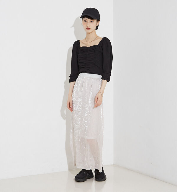 NOMINE「シャーリング ボリュームスリーブ2WAYプルオーバー」|Tシャツ・カットソー|