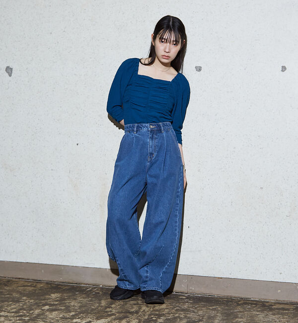 NOMINE「シャーリング ボリュームスリーブ2WAYプルオーバー」|Tシャツ・カットソー|