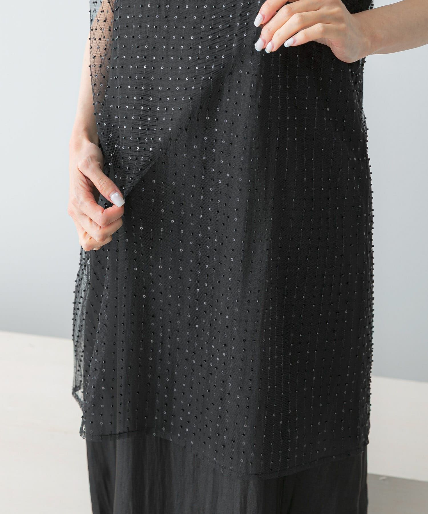 URBAN RESEARCH ROSSO「シアー&times;ラインストーンレイヤードワンピース」|ワンピース|