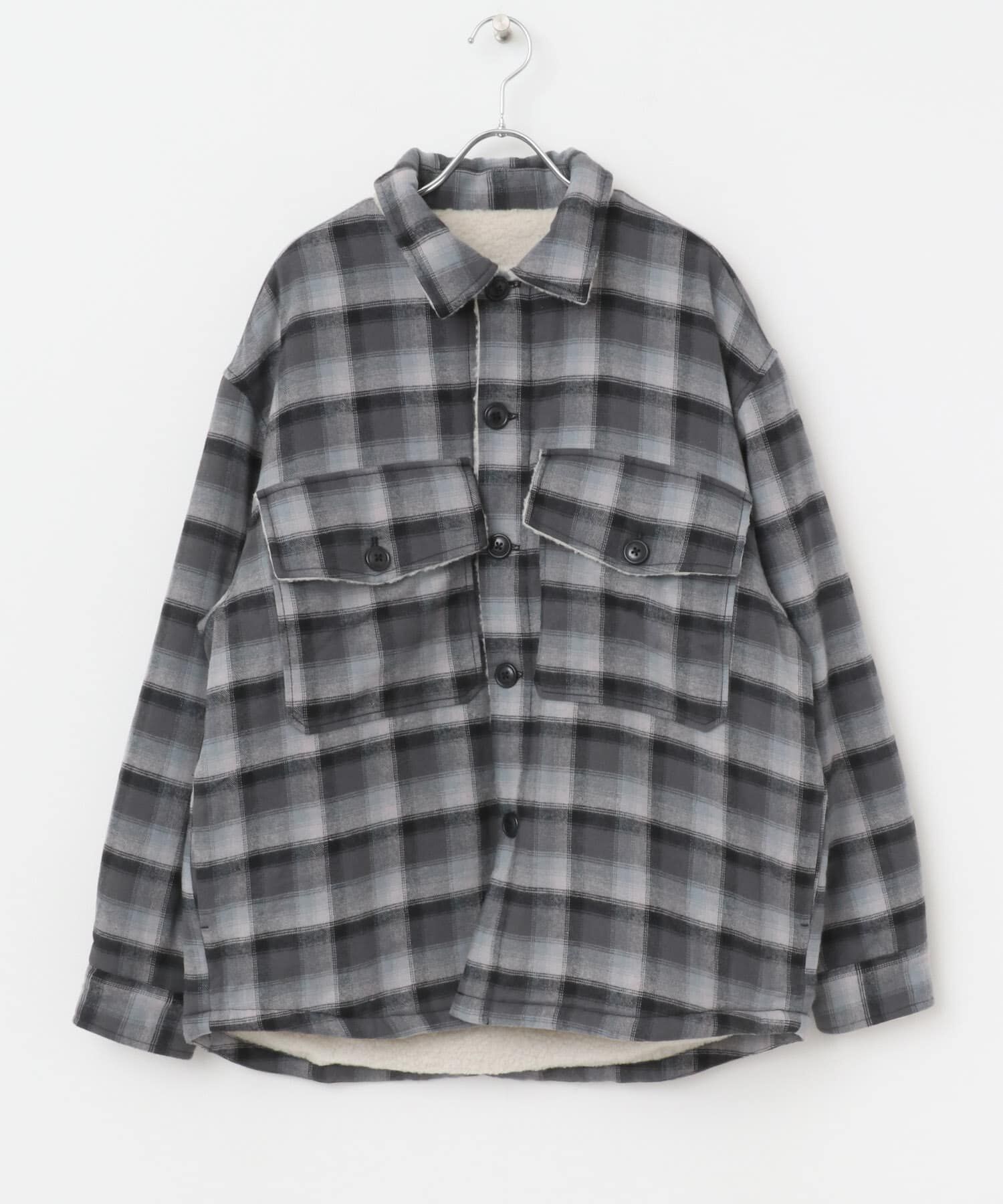 SENSE OF PLACE by URBAN RESEARCH「オンブレーチェックボアジャケット」|ノーカラーコート|