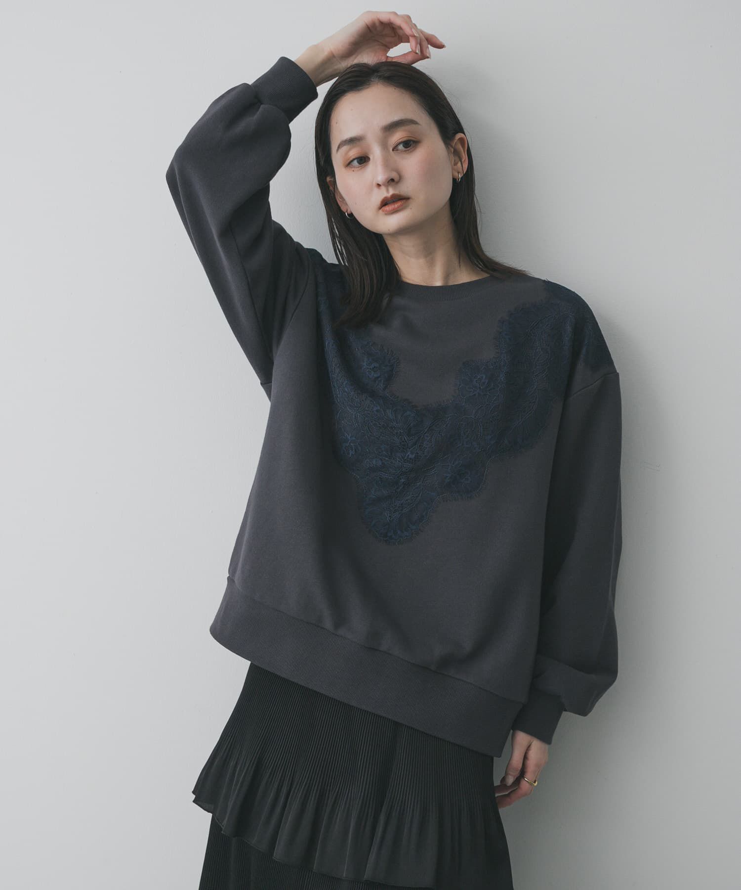 SENSE OF PLACE by URBAN RESEARCH「レースルーズスウェット」|スウェット・ジャージ|チャコールグレー