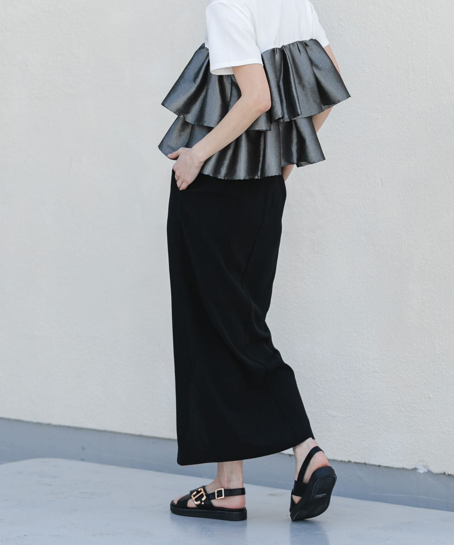 SENSE OF PLACE by URBAN RESEARCH「『一部WEB限定』『UR TECH DRYLUXE』リネンライクスリットタイトスカート」|スカート|ブラック