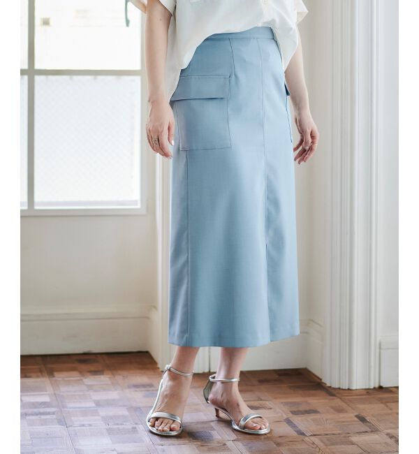 le.coeur blanc「《手洗い可能》ドライタッチカーゴポケットトラペーズスカート」|スカート|