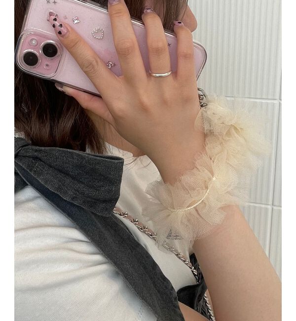 MAJESTICLEGON「チュールストラップ」|ベルト|アイボリー