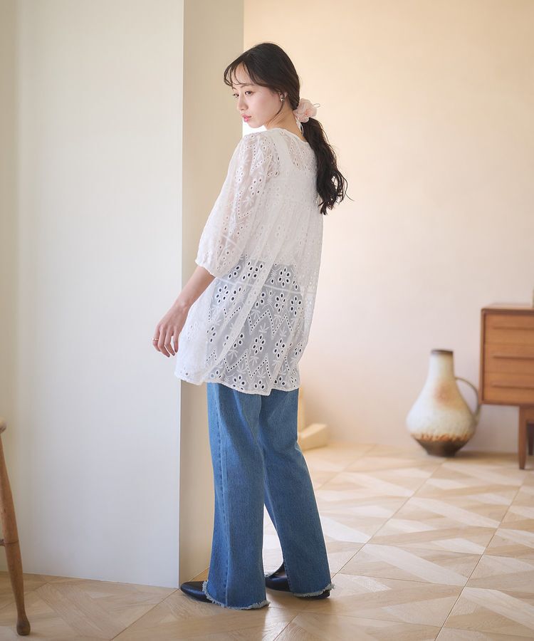 earth music&ecology「カットオフフレアデニムパンツ」|デニム|