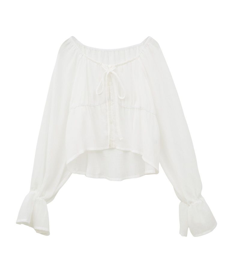 earth music&ecology「ナローリボンくしゅくしゅギャザーブラウス」|シャツ・ブラウス|