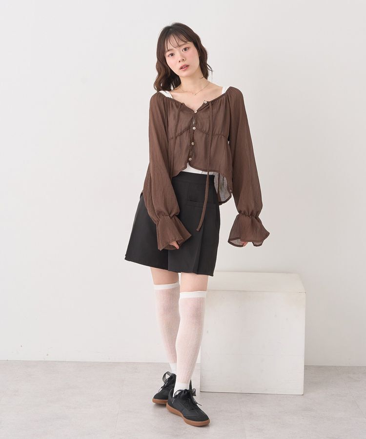 earth music&ecology「ナローリボンくしゅくしゅギャザーブラウス」|シャツ・ブラウス|