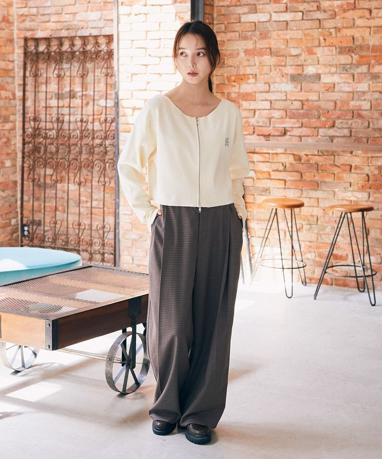 earth music&ecology「ダブルジップロゴニットプルオーバー」|ニット・セーター|