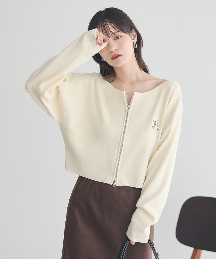 earth music&ecology「ダブルジップロゴニットプルオーバー」|ニット・セーター|