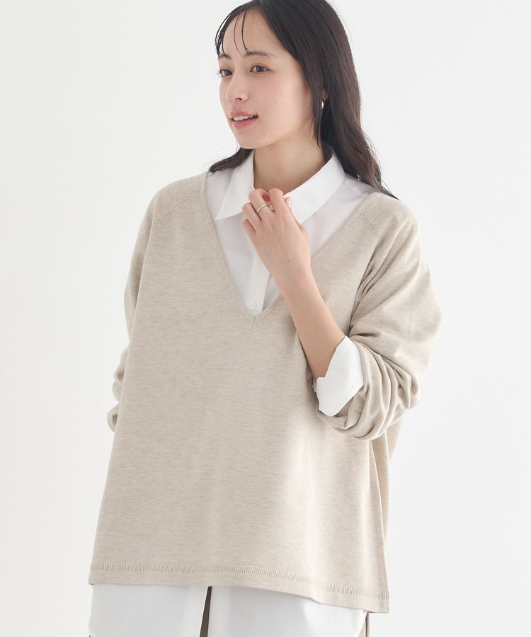earth music&ecology「ディープVネックプルオーバー」|ニット・セーター|