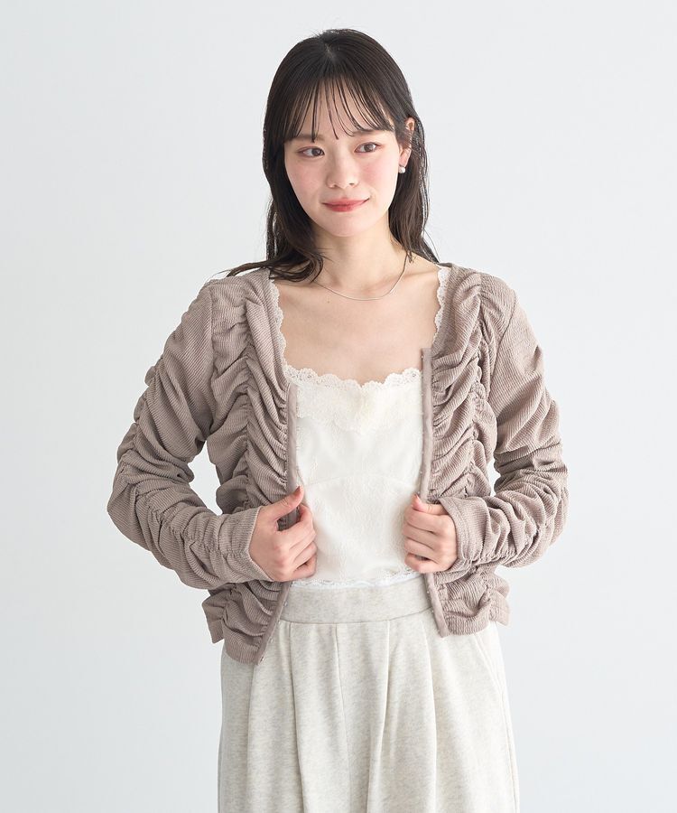 earth music&ecology「フロントホックシャーリングトップス」|カーディガン|