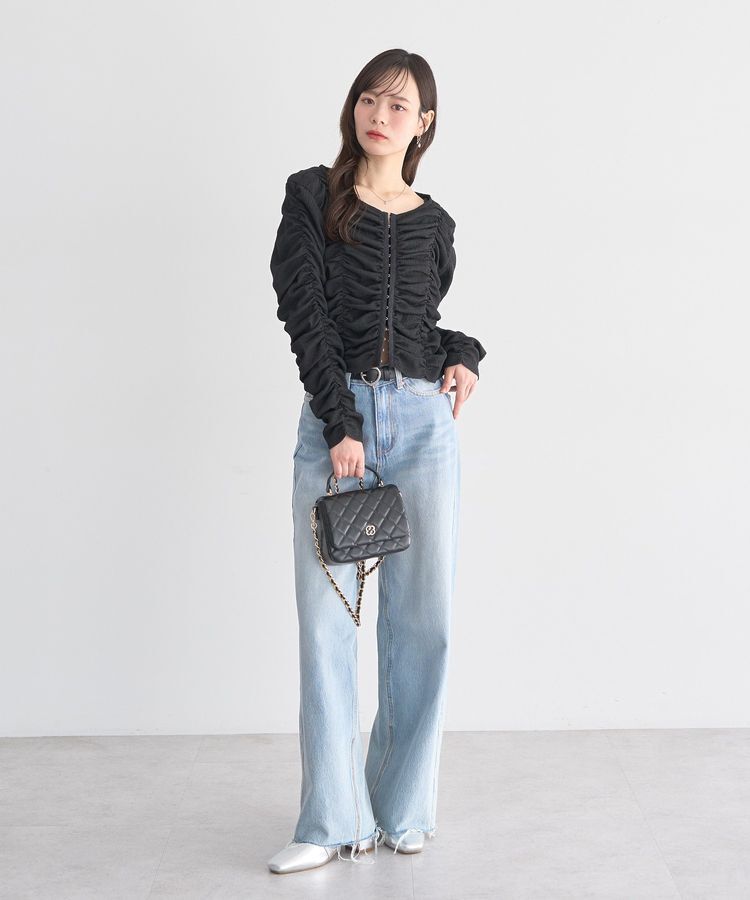 earth music&ecology「フロントホックシャーリングトップス」|カーディガン|