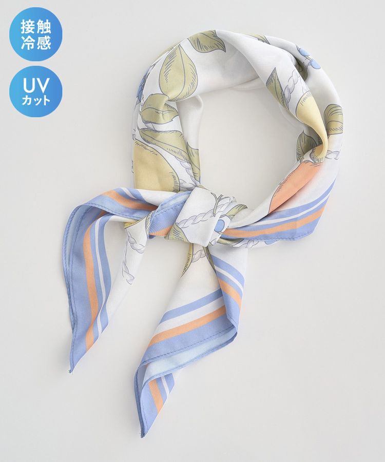 earth music&ecology「【接触冷感】UV対策フルーツ柄スカーフ」|バンダナ・スカーフ|Blue