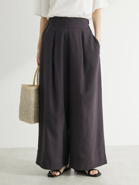 Green Parks「・Petit　Fleur　麻混ワイドパンツ」|その他|Charcoal Gray