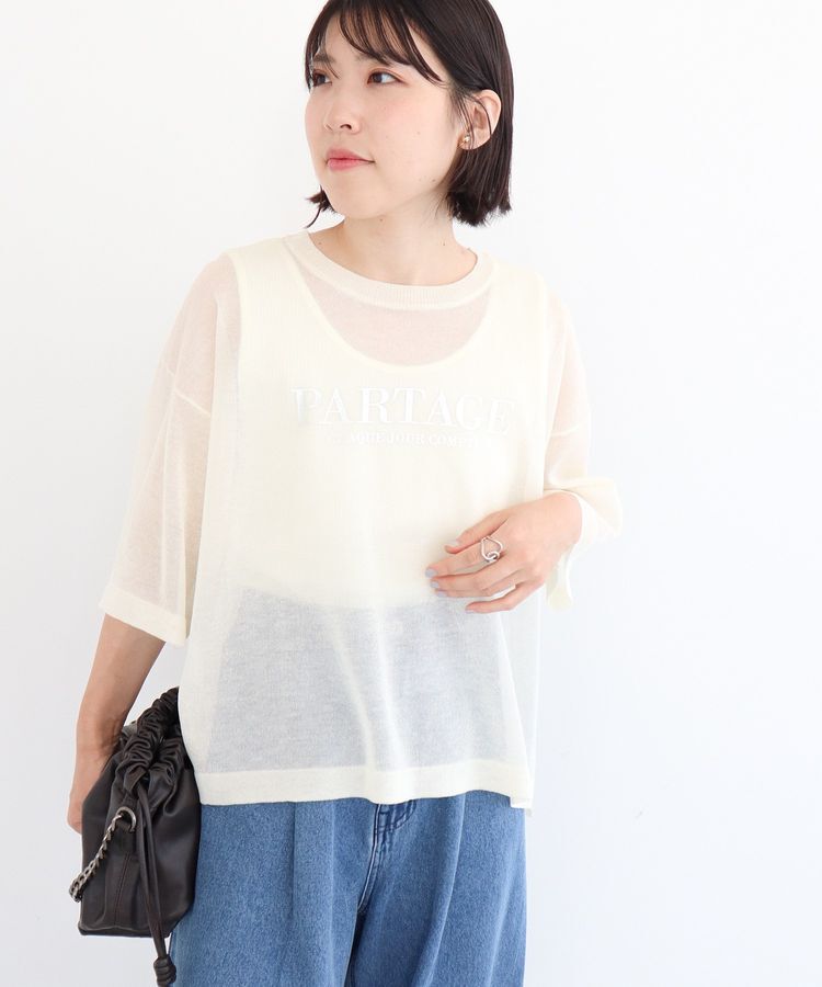 Green Parks「アソートロゴ半袖シアーニットプルオーバー」|ニット・セーター|