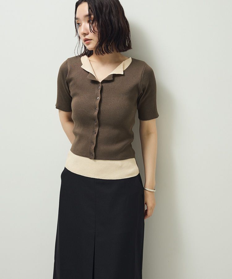 Green Parks「・Petit Fleur バイカラーレイヤードニット」|ニット・セーター|Brown