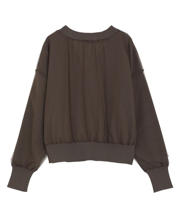 AnriettMusee「チュールドッキングVネックニットカーディガン」|カーディガン|