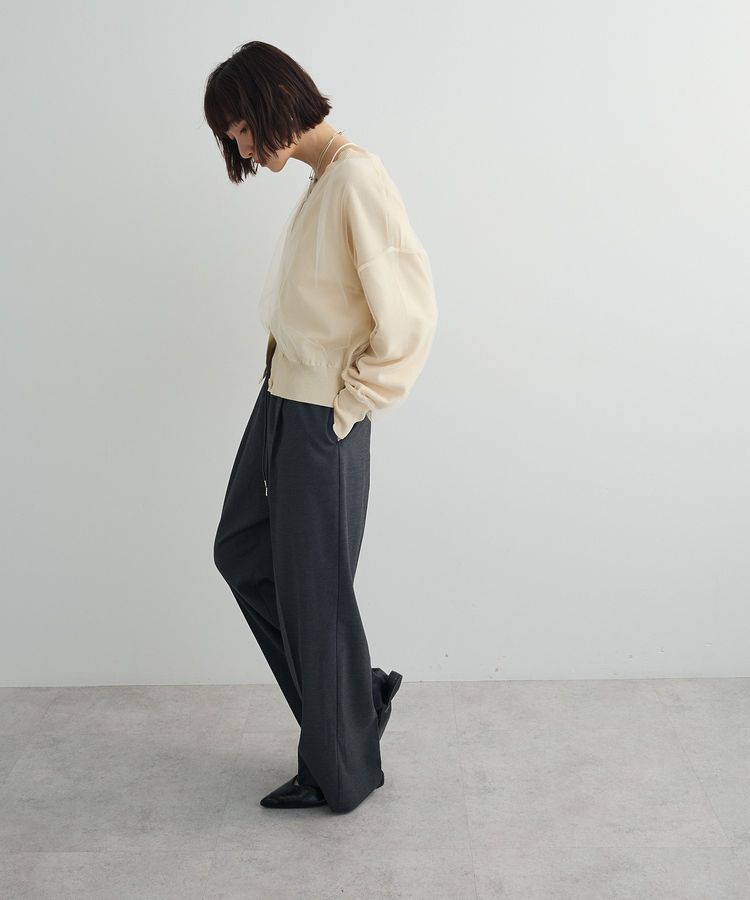 AnriettMusee「チュールドッキングVネックニットカーディガン」|カーディガン|