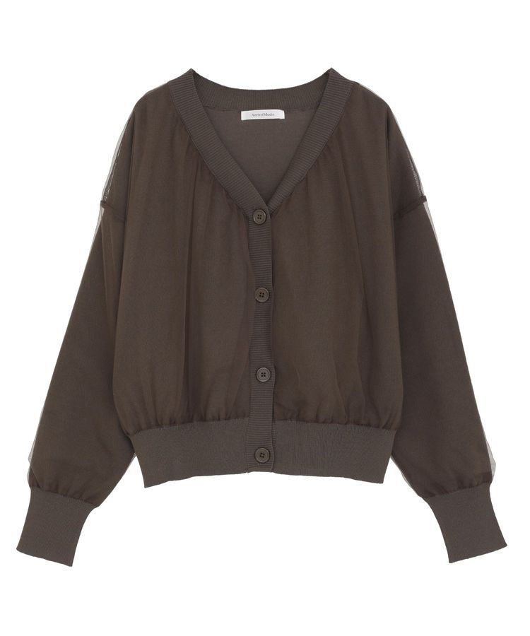 AnriettMusee「チュールドッキングVネックニットカーディガン」|カーディガン|