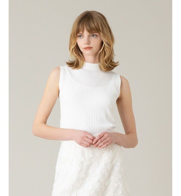 LOULOU WILLOUGHBY「【LOULOU WILLOUGHBY】リブキリカエモックネックプルオーバー」|ニット・セーター|