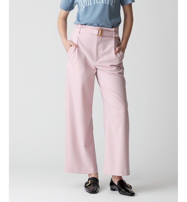 allureville「ウールライクフランネルヨークレスパンツ」|サルエル|ピンク