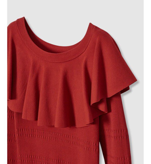 LOULOU WILLOUGHBY「【LOULOU WILLOUGHBY】ラッフルオフショルプルオーバー」|ニット・セーター|