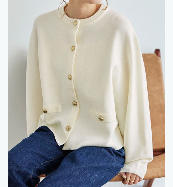 titivate「ゴールド釦ニットカーディガン」|ニット・セーター|
