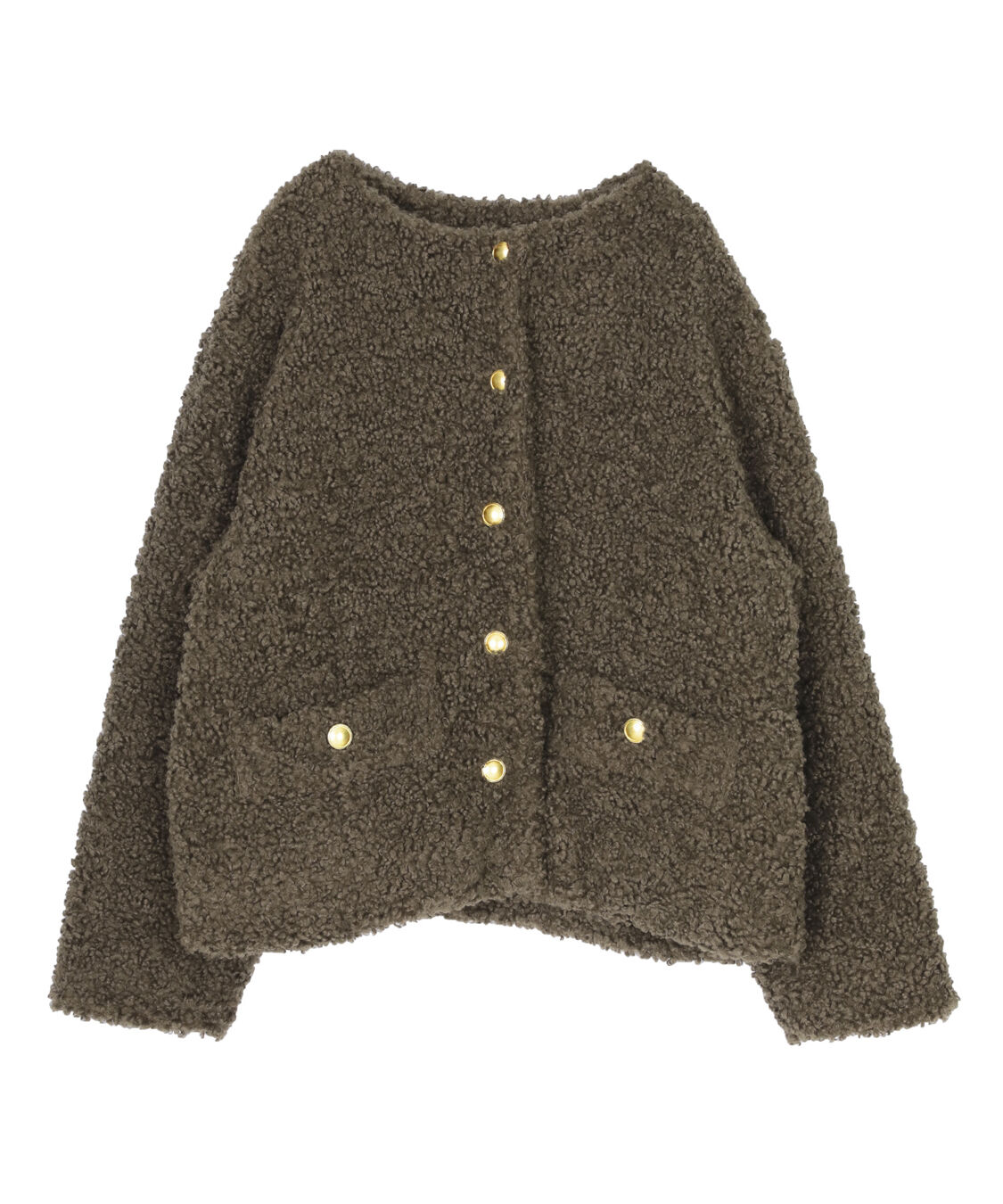 ur's「ボアノーカラーゴールド釦ジャケット」|ノーカラージャケット|