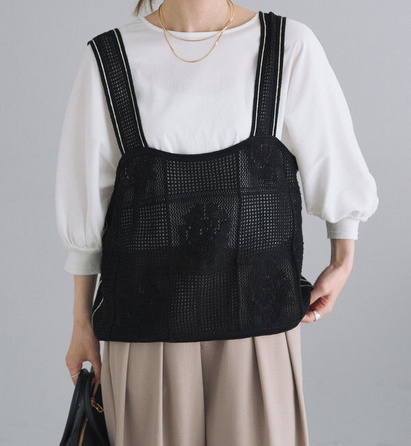  「配色透かし編みビスチェ」|ニット・セーター|