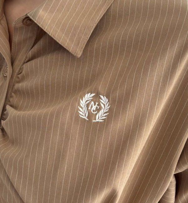  「【マイナス5キロ見え】レースアップシャツチュニック」|シャツ・ブラウス|