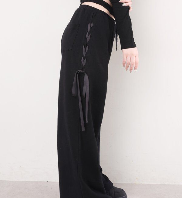  「【セットアップ可能】サイドカットレースアップスウェットパンツ」|その他|