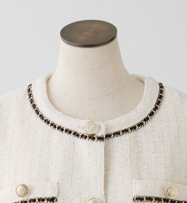  「ノーカラーツイードジャケット」|ダウンベスト・ベスト|