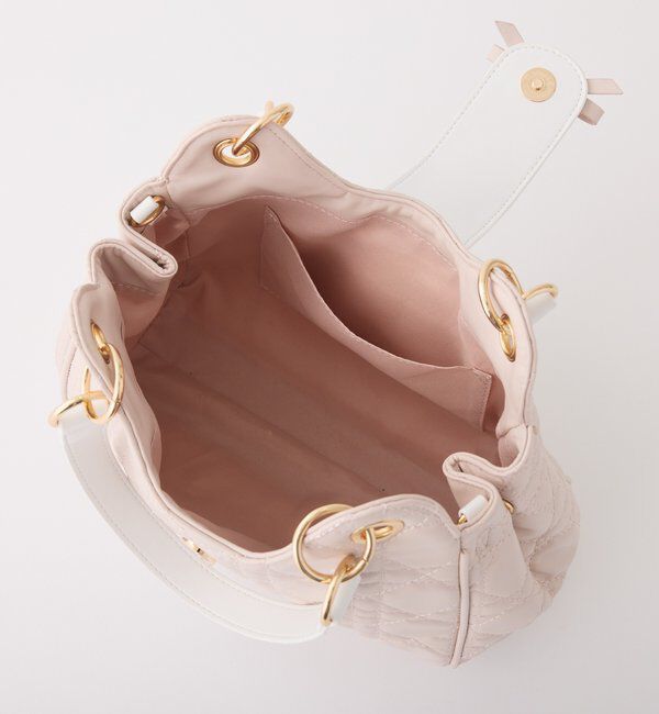  「リボンチャーム付き配色キルティングバック」|ショルダー・メッセンジャー|