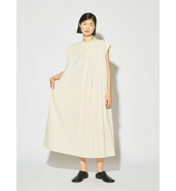 MIDIUMISOLID「MIDIUMISOLID for Ladies アシンメトリープリーツノースリーブワンピース」|ワンピース|