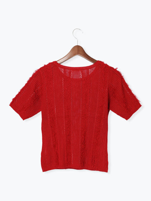 Te chichi「フリンジニットハーフスリーブトップス」|ニット・セーター|