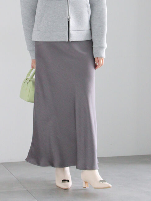 Te chichi「【宮本茉由着用】ヴィンテージサテンナロースカート」|スカート|チャコールグレー