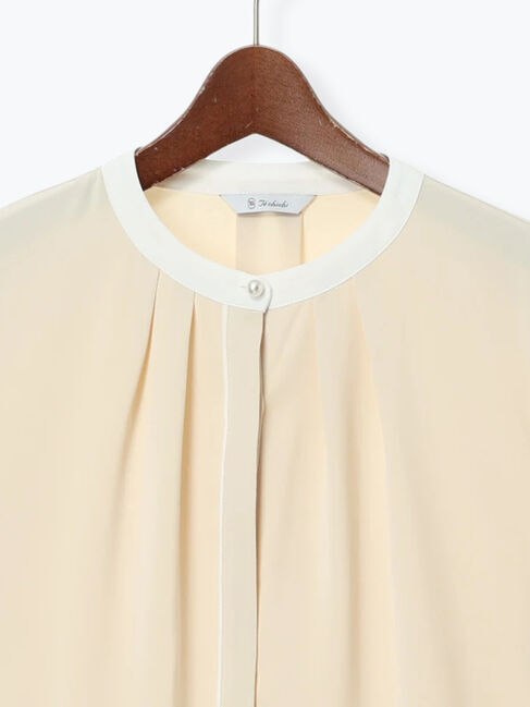 Te chichi「パール釦配色タックブラウス」|シャツ・ブラウス|
