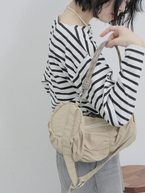 Samansa Mos2 blue「シャーリングミニドラムバッグ」|その他|