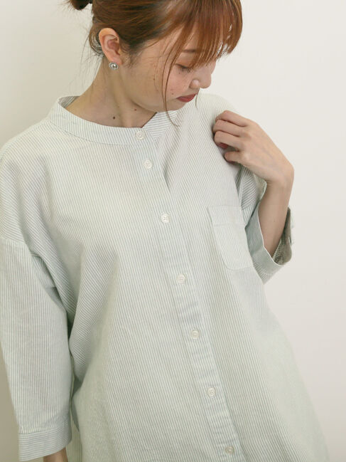 Samansa Mos2「バンドカラーゆるシャツ」|シャツ・ブラウス|