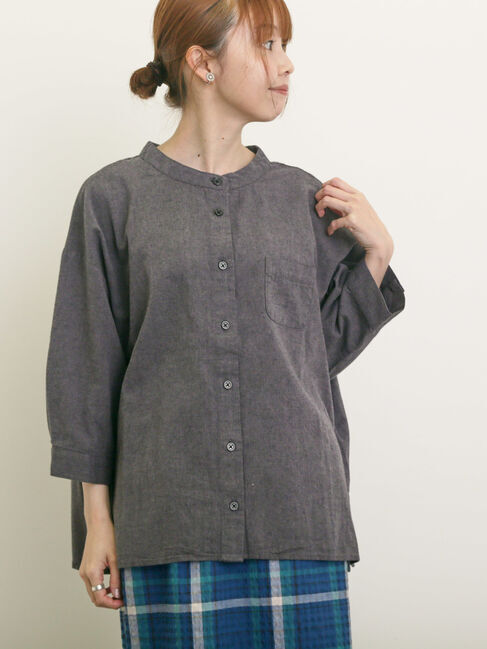 Samansa Mos2「バンドカラーゆるシャツ」|シャツ・ブラウス|