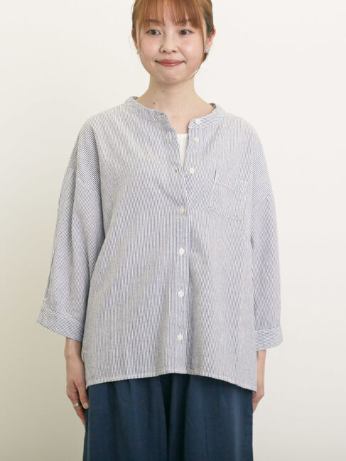 Samansa Mos2「バンドカラーゆるシャツ」|シャツ・ブラウス|