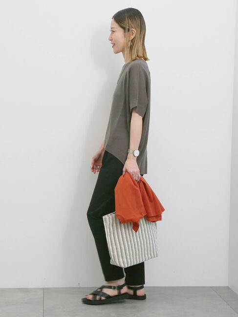 Samansa Mos2 blue「【マシンウォッシャブル】麻タッチニットプルオーバー」|ニット・セーター|