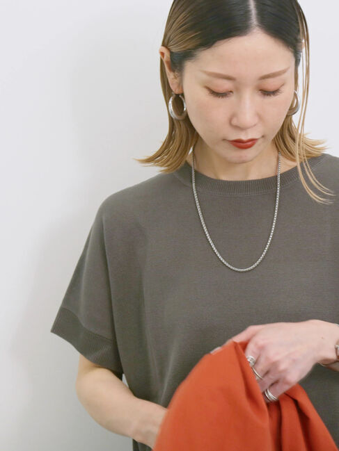 Samansa Mos2 blue「【マシンウォッシャブル】麻タッチニットプルオーバー」|ニット・セーター|