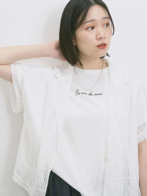 Samansa Mos2 blue「◎【接触冷感】ロゴプリントチュニック」|Tシャツ・カットソー|オフホワイト