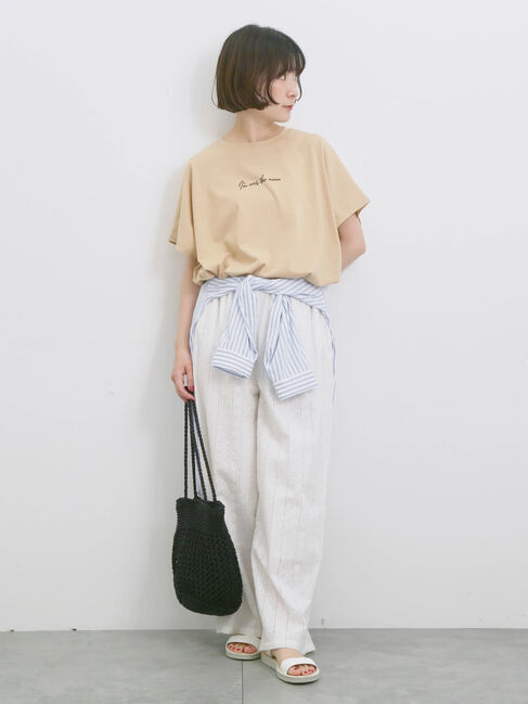 Samansa Mos2 blue「◎【接触冷感】ロゴプリントチュニック」|Tシャツ・カットソー|