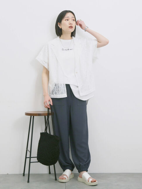 Samansa Mos2 blue「◎【接触冷感】ロゴプリントチュニック」|Tシャツ・カットソー|