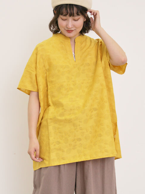 Samansa Mos2「レモン柄ジャカードチュニック」|シャツ・ブラウス|