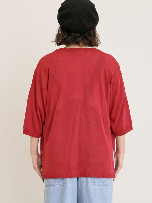 Samansa Mos2「[接触冷感]花刺繍七分袖クルーネックカーディガン」|カーディガン|