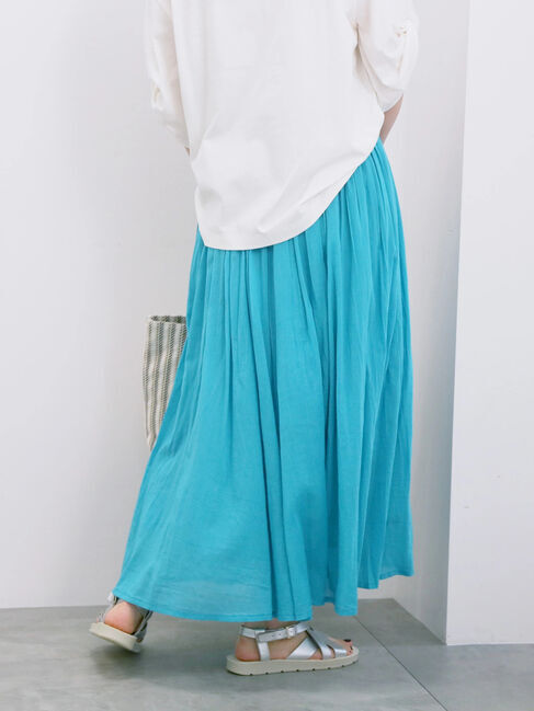 Samansa Mos2 blue「【Made in India】ボイルギャザースカート」|スカート|